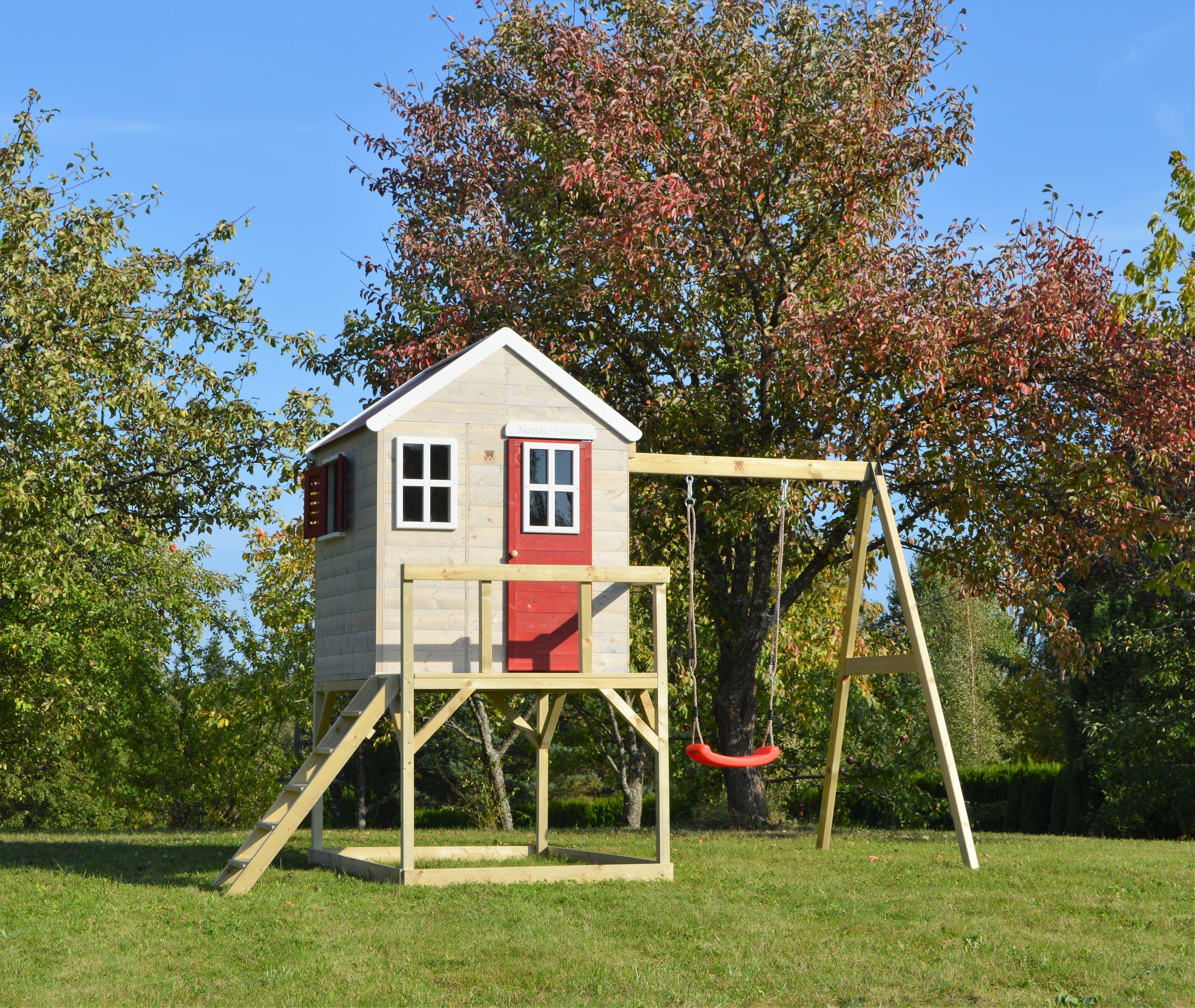 M23-GK My Lodge with Platform and Single Swing + Gym & Kitchen Attachment