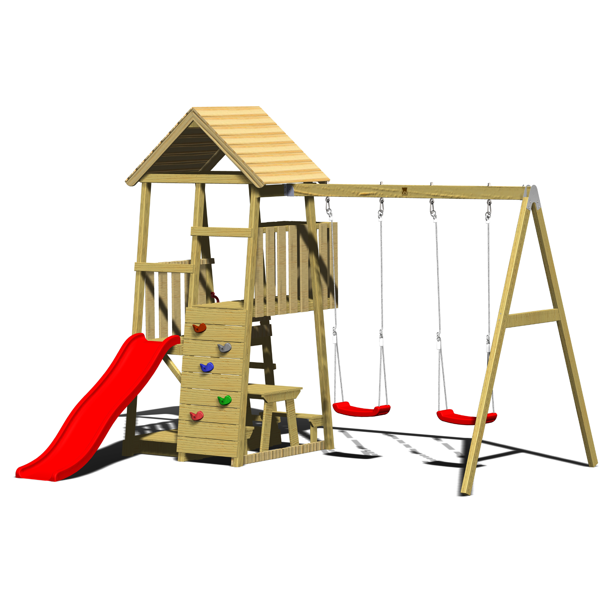 J10 Junior Activity Tower with Slide, Sandpit, Picnick Bench and Double Swing