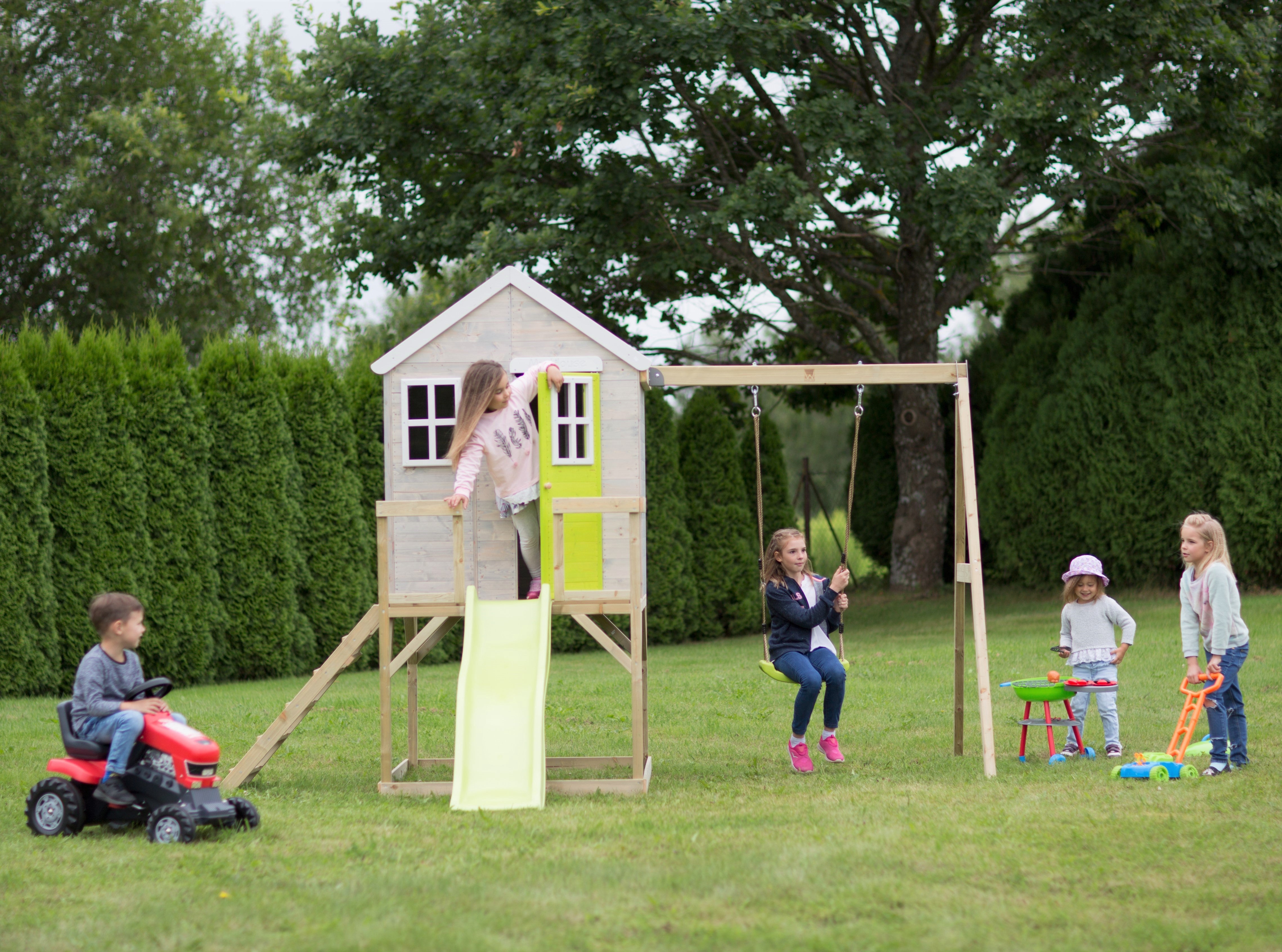 M24 My Lodge with Platform, Slide and Single Swing