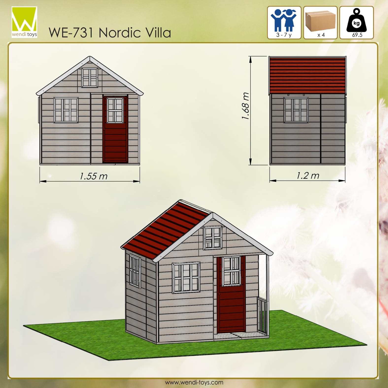 M13R Playhouse Nordic Villa Red