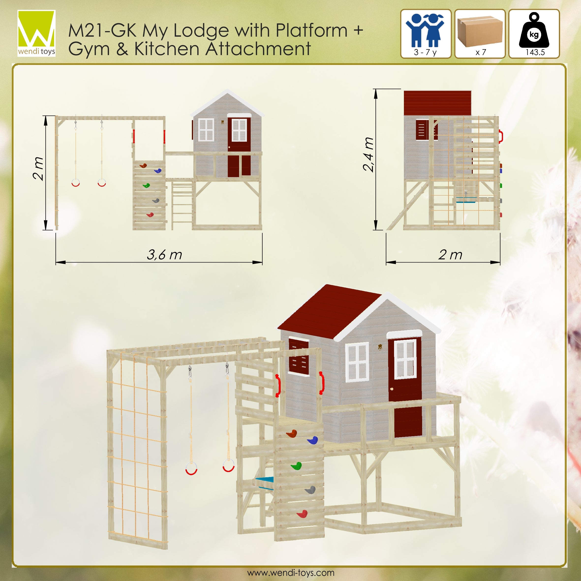 M21-GK My Lodge with Platform + Gym & Kitchen Attachment