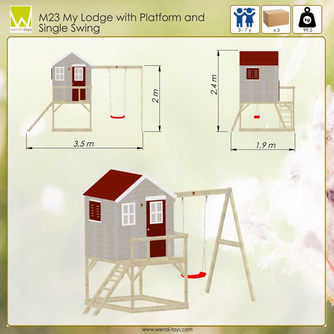 M23 My Lodge with Platform and Single Swing