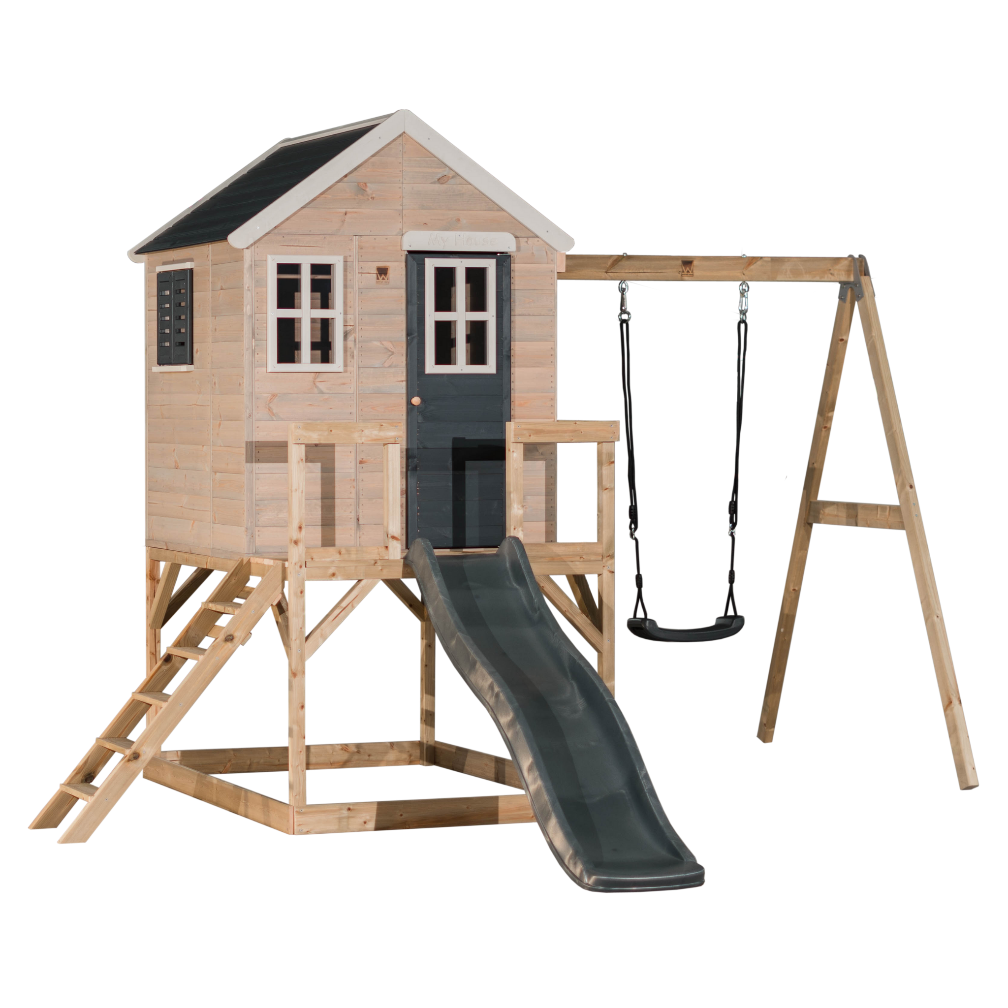 M24 My Lodge with Platform, Slide and Single Swing