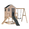 Playhouse + Platform + Slide + Single Swing