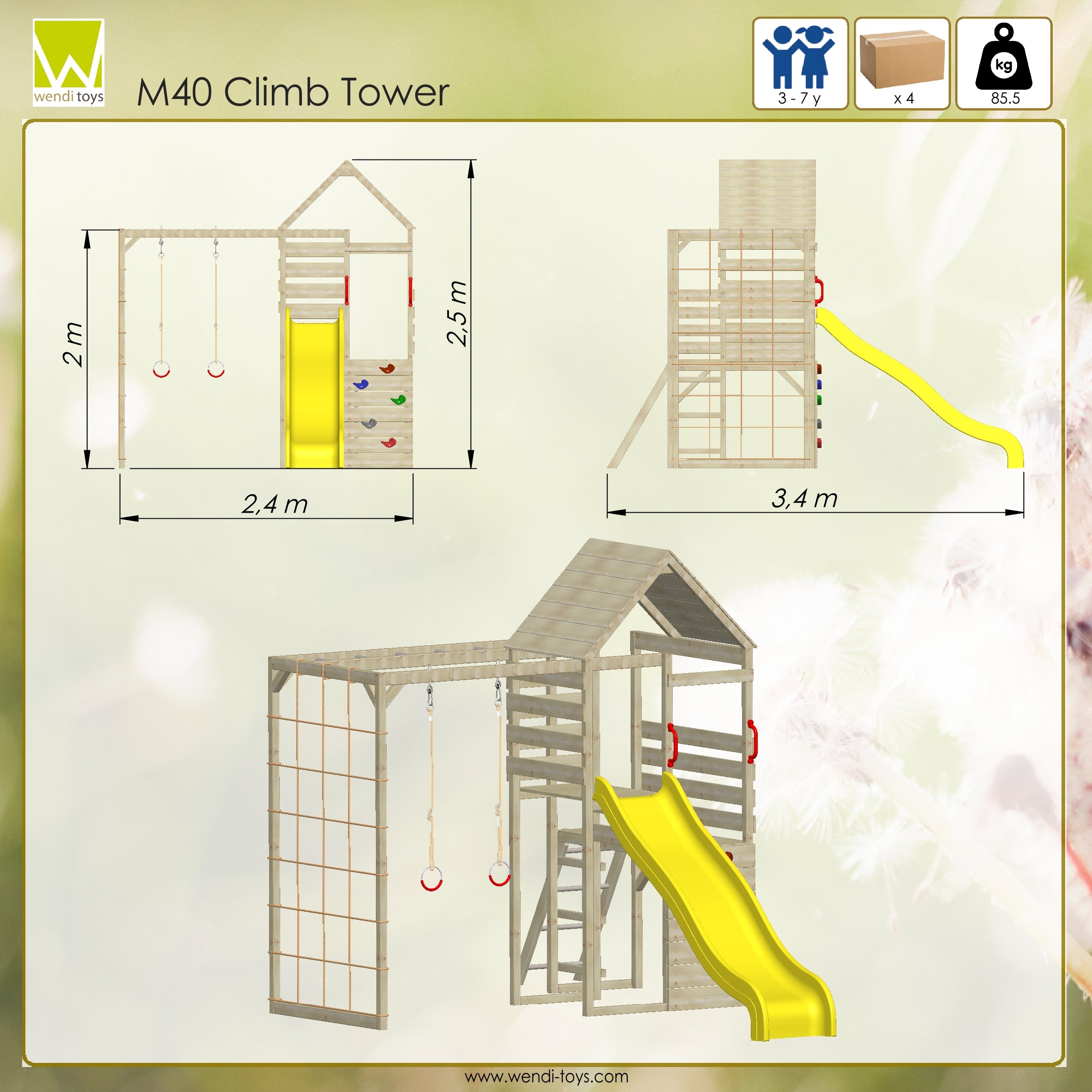 M40 Climb Tower Set with Gym Attachment