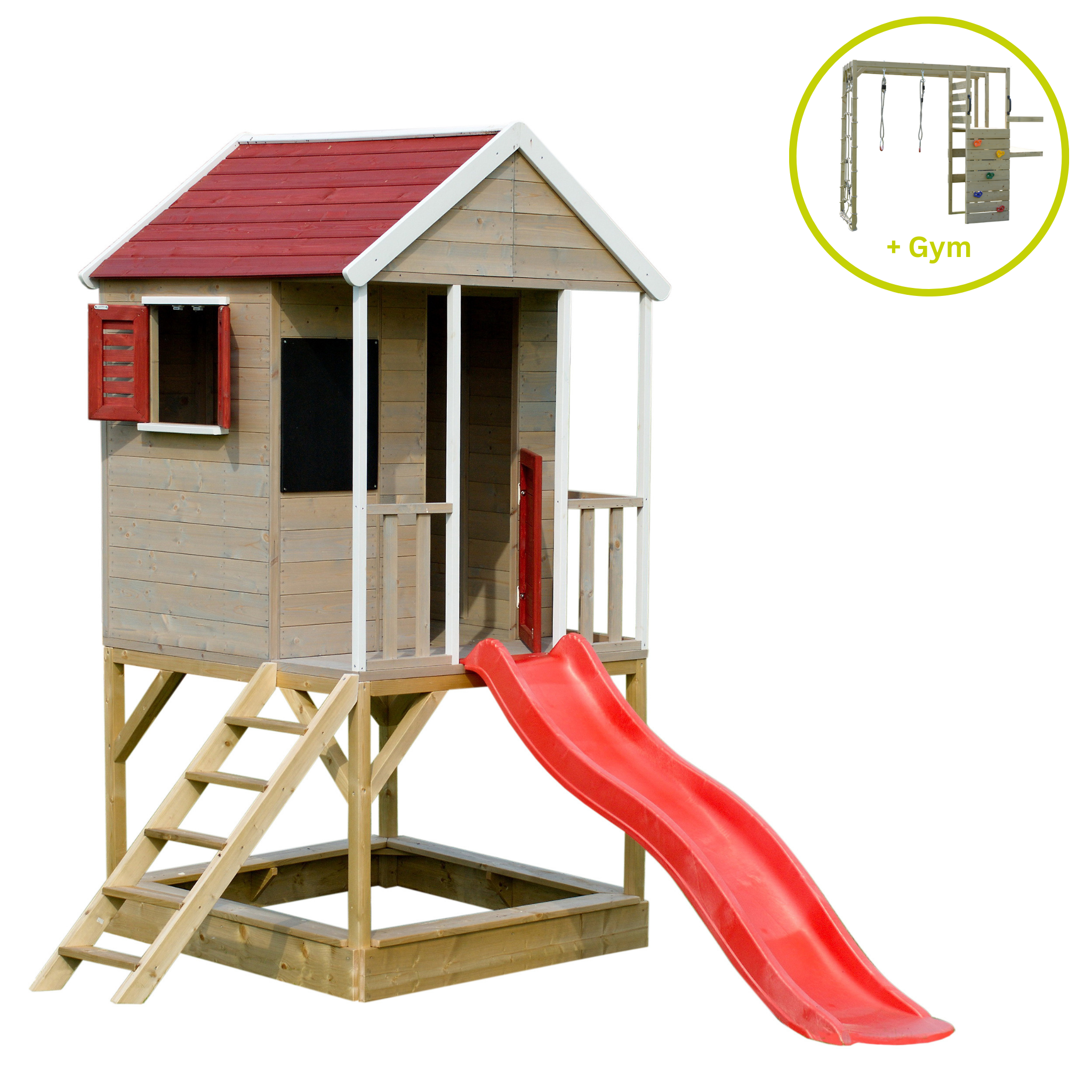 M7R-G Summer Adventure House with Platform and Slide + Gym Attachment