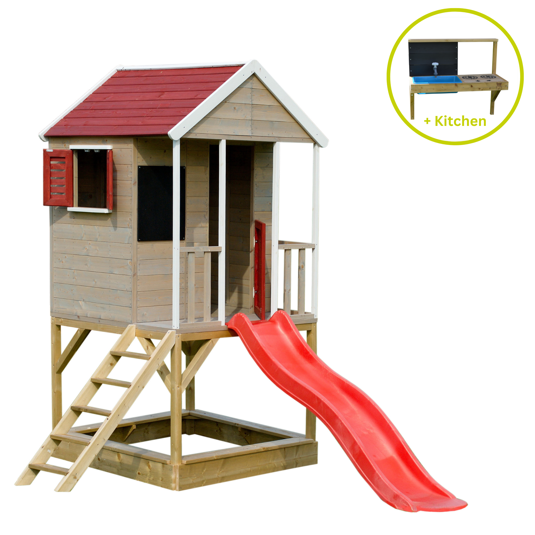 M7R-K Summer Adventure House with Platform and Slide + Kitchen Attachment