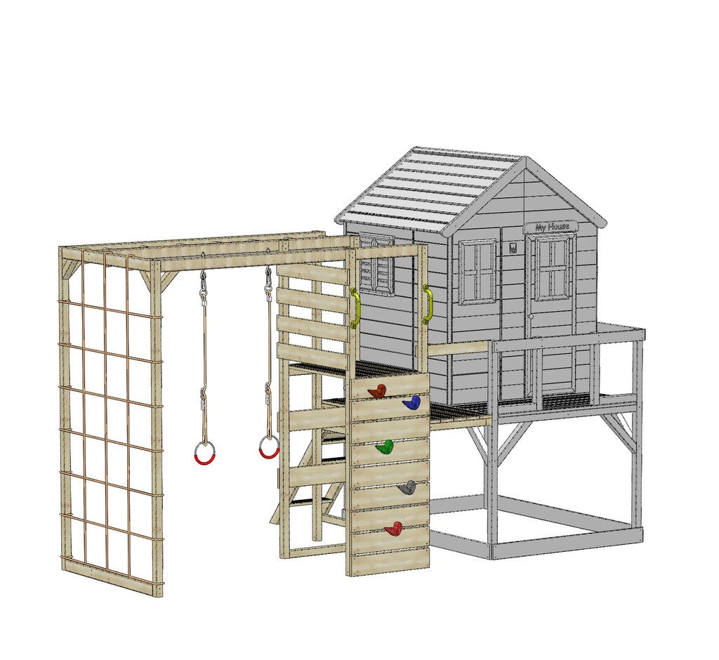 M23-G My Lodge with Platform and Single Swing + Gym Attachment