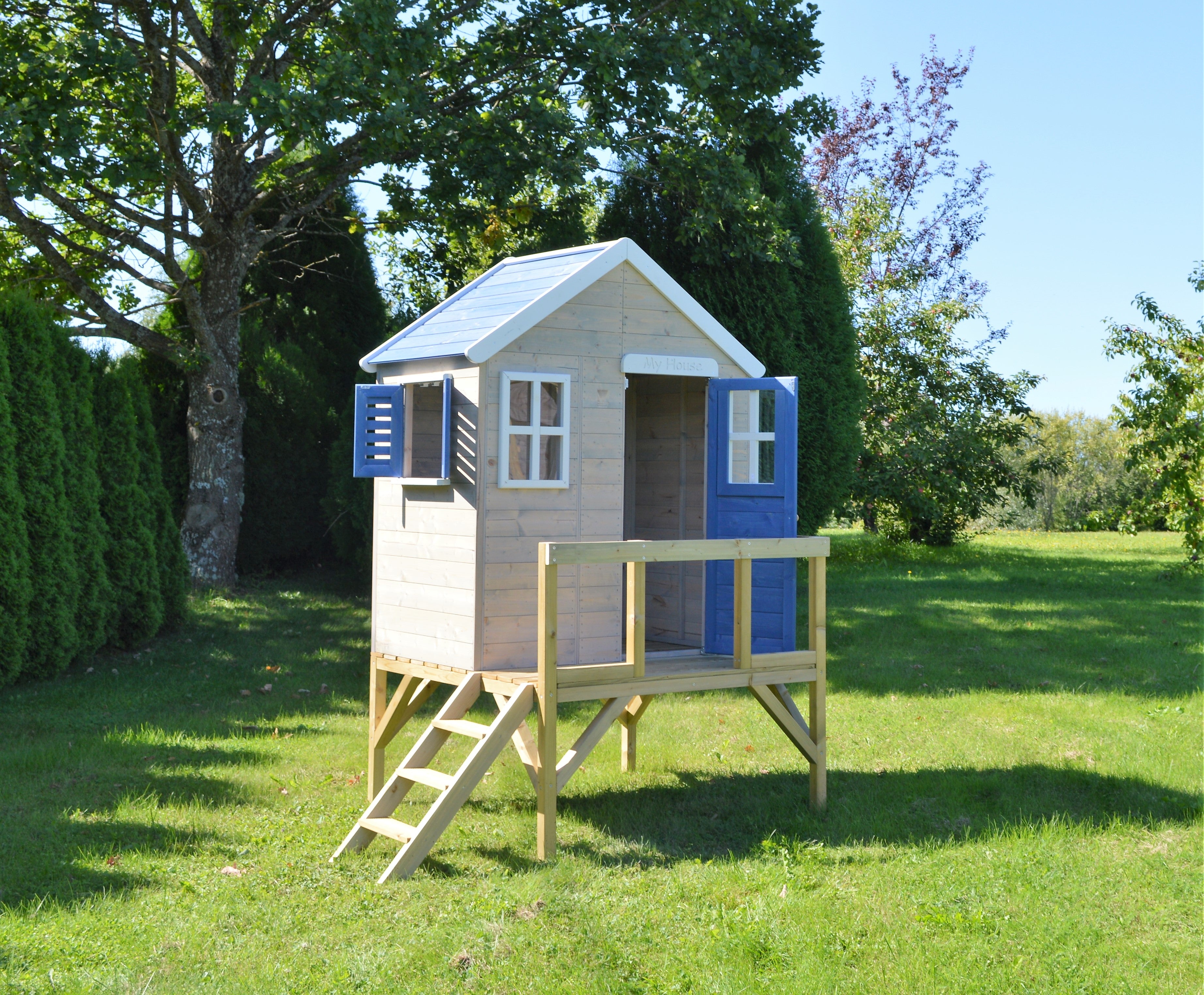 M25B Playhouse with Platform My Cottage Blue