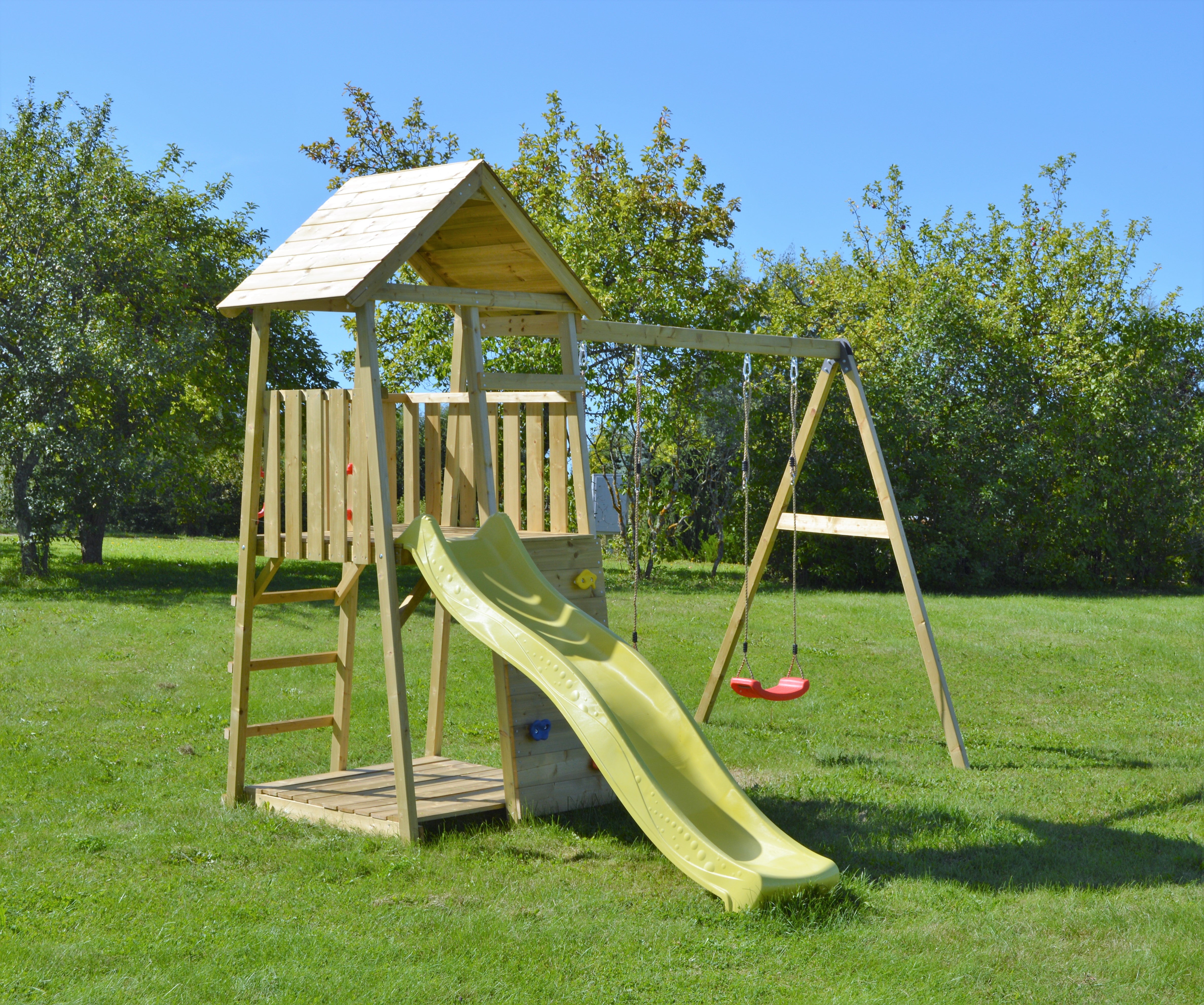 J5 Junior Play Tower with Slide, Sandpit and Double Swing