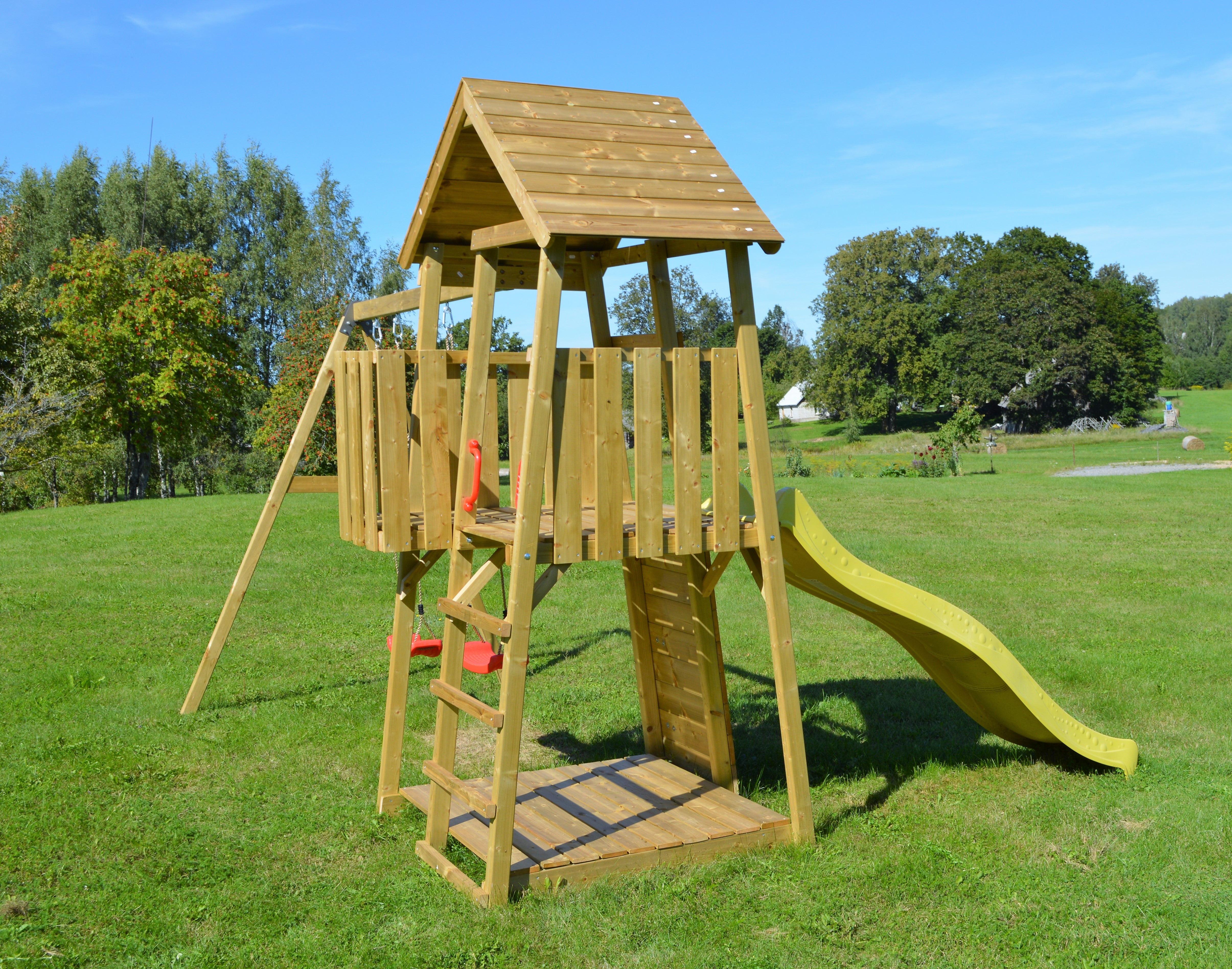 J5 Junior Play Tower with Slide, Sandpit and Double Swing