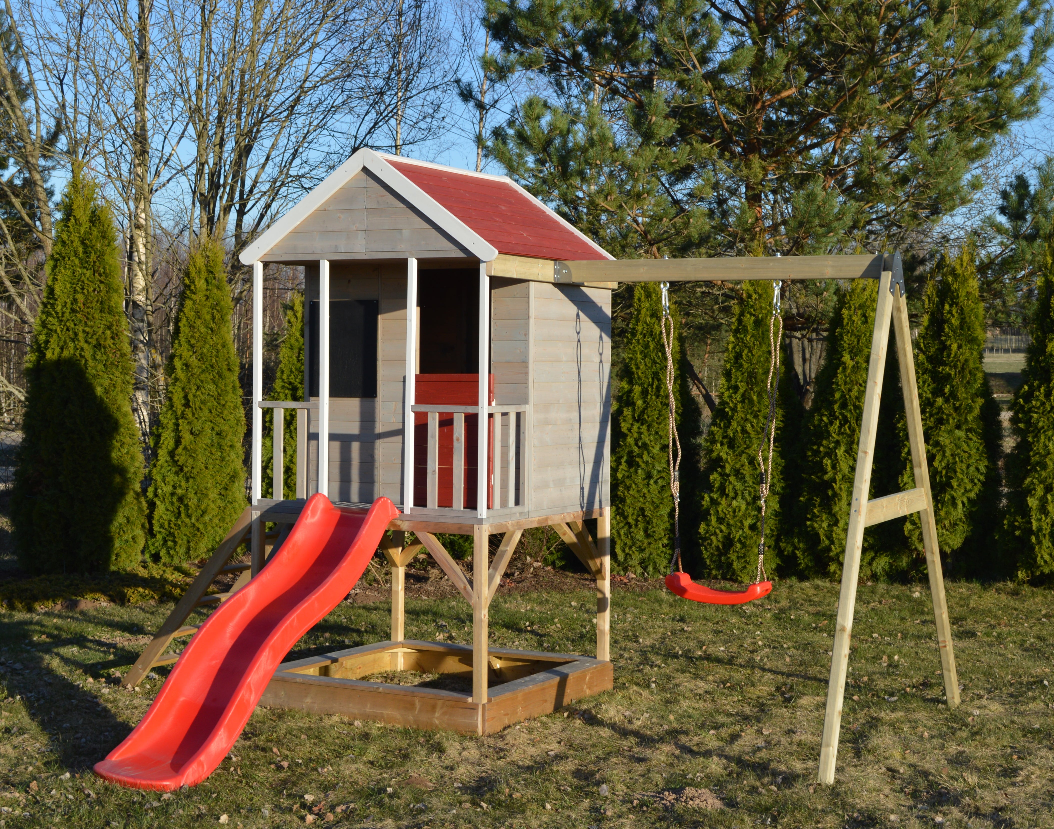 M9R Summer Adventure House with Platform, Slide and Single Swing