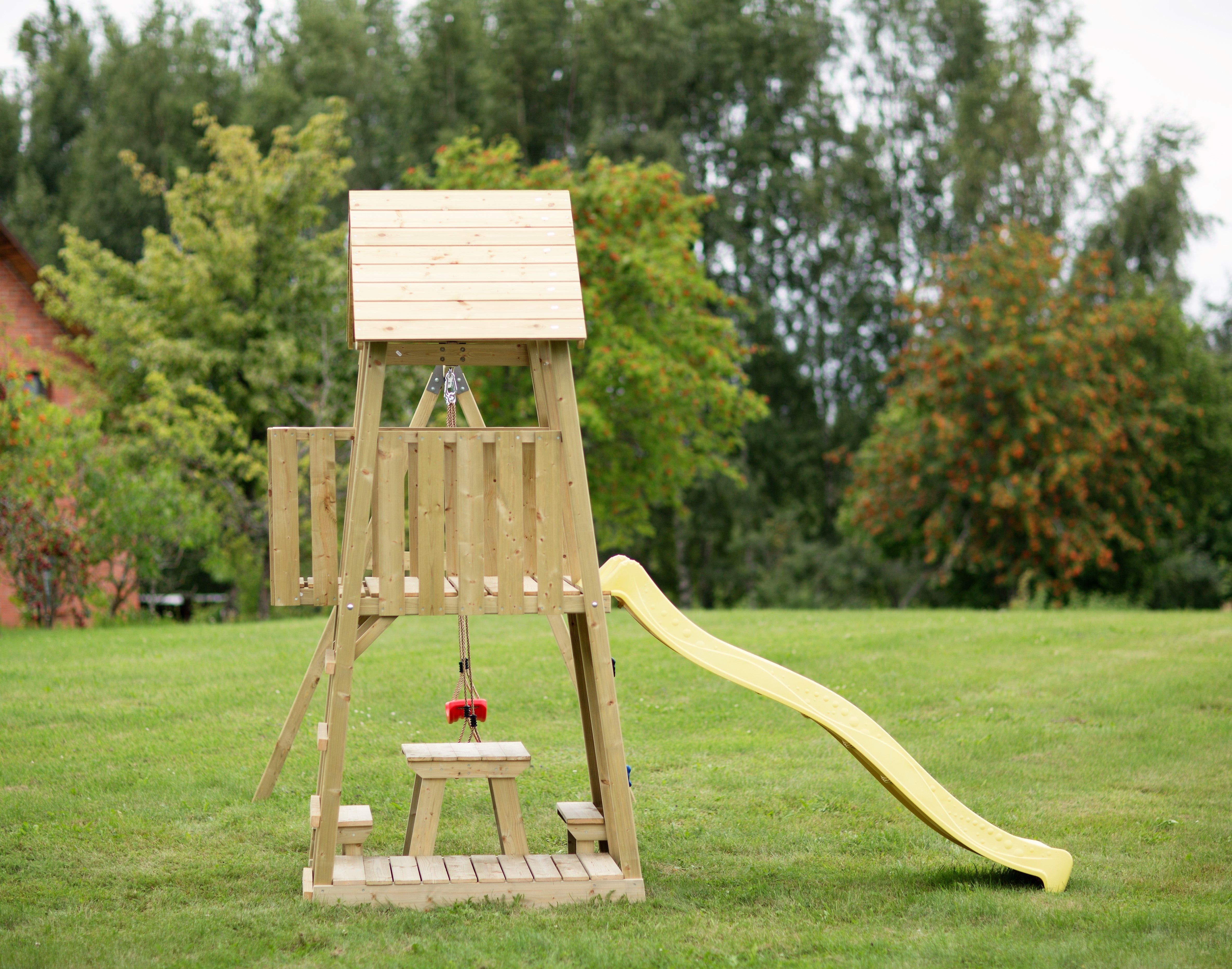 J9 Junior Play Tower with Slide, Sandpit, Picnick Bench and Double Swing