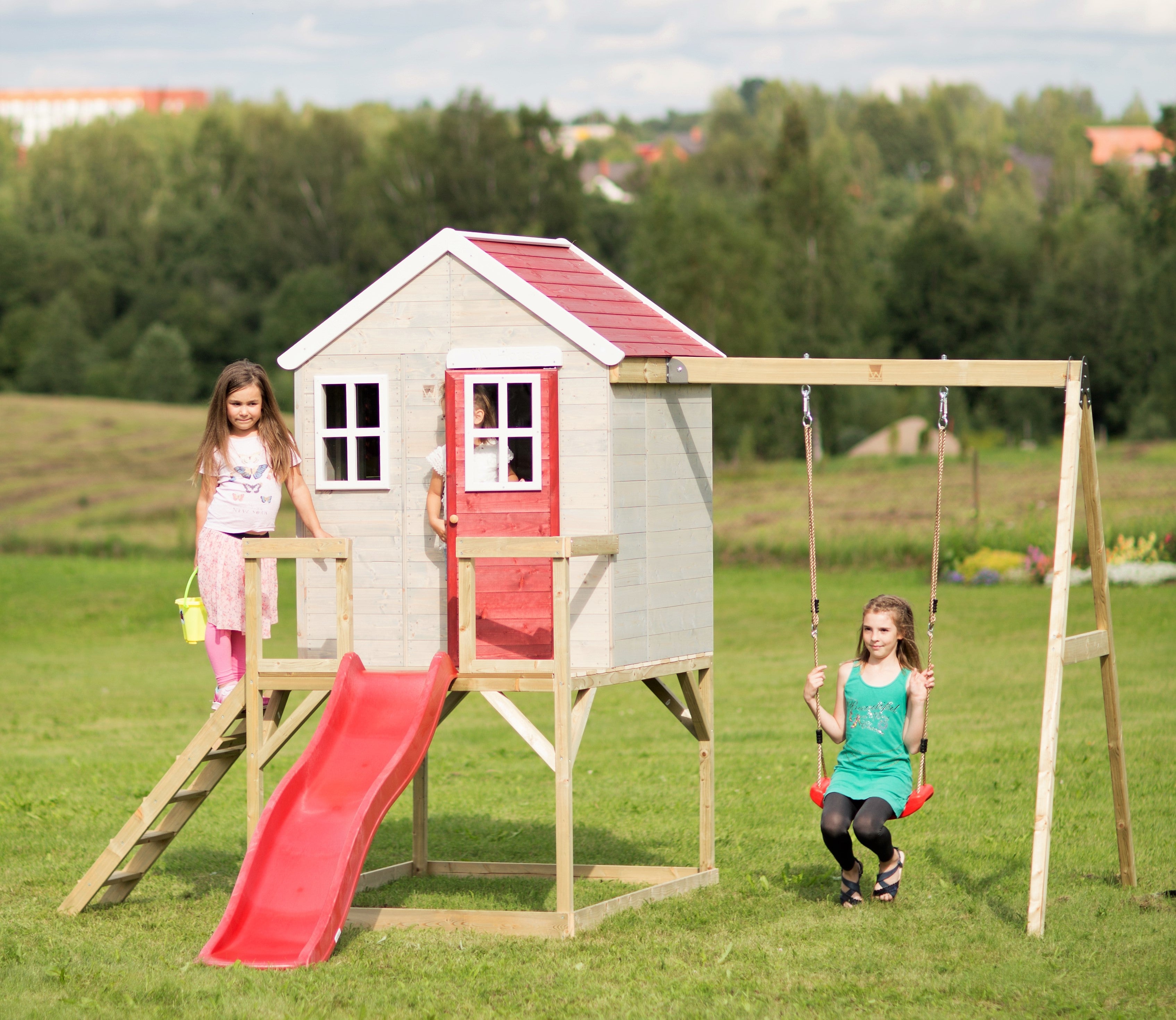 M24 My Lodge with Platform, Slide and Single Swing