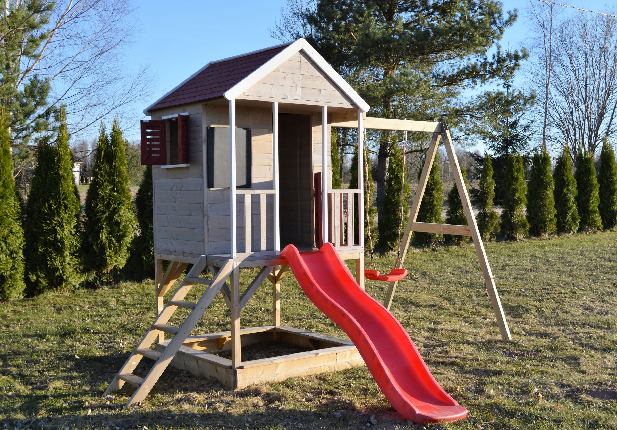 M9R Summer Adventure House with Platform, Slide and Single Swing